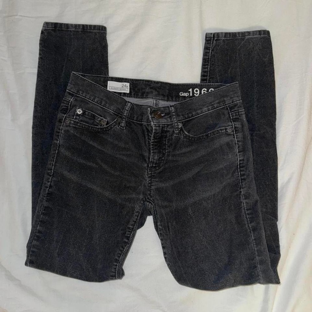 Gap‎ 1969 Always Skinny Corduroy Pants Charcoal Gray Womens 24P Low Rise